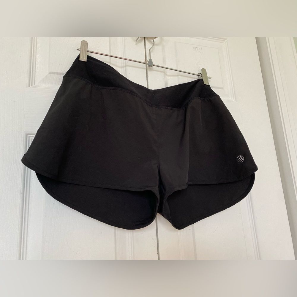 MPG Black Shorts with Zipper Pocket in the back and Turquoise Details